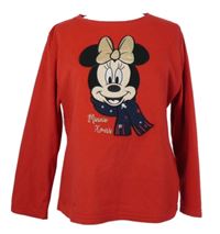 Dámske červené fleecové pyžamové tričko s Minnie Disney