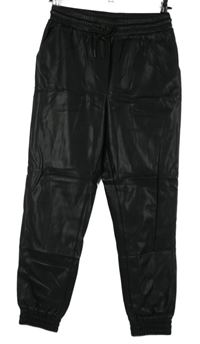 Dámske čierne koženkové cuff nohavice New Look