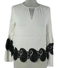 Dámská bílo-černá halenka s krajkou Zara 