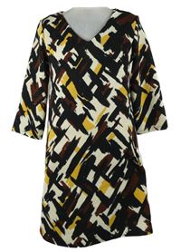 Dámske čierno-béžovo-hnedé vzorované šaty