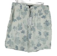 Nové - Dámské bílo-světlemodré květované kraťasy Reiss 