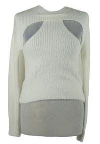 Dámský bílý chlupatý crop svetr s průstřihy C&A