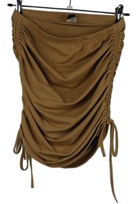 Dámska béžová rebrovaná řasená sukňa so stahováním Shein