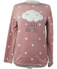 Dámské růžové hvězdičkované plyšové pyžamové triko Janina 