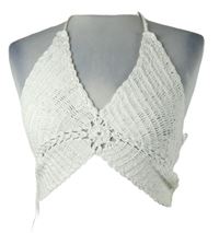 Dámsky biely háčkovaný crop top Berhska