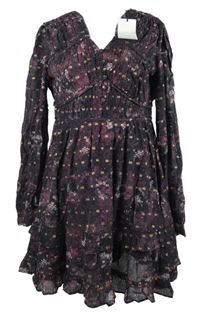 Nové - Dámské vínovo-černé vzorované šaty Scotch&Soda 