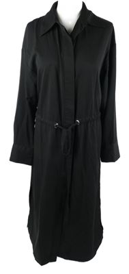 Dámské černé košilové midi šaty se stahováním v pase H&M