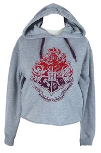 Dámska sivá crop mikina s erbem a kapucí - Harry Potter Primark vel. 32