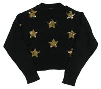 Čierny crop sveter s flitrami New Look