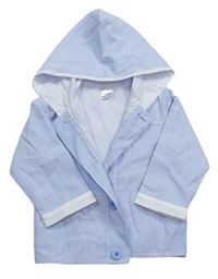 Modro-biela pruhovaná ľahká plátenná podšitá bunda s kapucňou