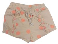 Světlerůžové puntíkaté teplákové kraťasy Matalan