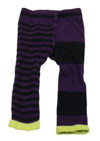 Fialovo-černé pruhované punčochové legíny s dýní
