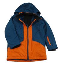Tmavomodro-oranžová šušťáková lyžiarska funkčná bunda s kapucňou zn. Crane