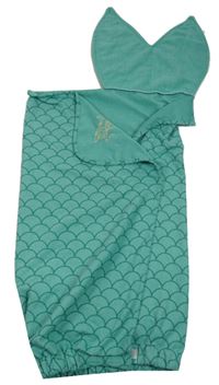 Modrá vzorovaná zavinovací osuška s ocasem