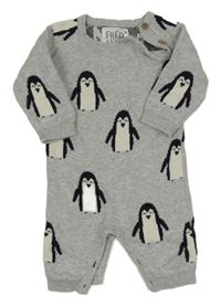 Šedý pletený overal s tučňáky F&F