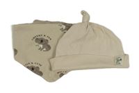 2set - Béžová čepice + slinták s koalami 