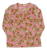 Růžové sametové triko s medvědy little kids