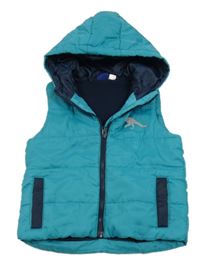 Azurová šušťáková zateplená vesta s dinem a kapucňou Lupilu