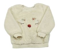 Smotanová chlpatá mikina so sobom