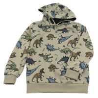 Béžová mikina s dinosaurami a kapucňou Dopodopo