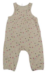 Světlebéžové květinové laclové tepláky Topomini