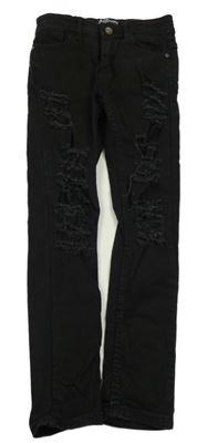 Čierne skinny rifle s vyšúchaním