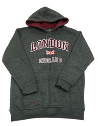 Tmavosivá mikina s nápisom a kapucňou