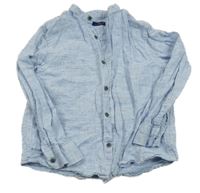 Modro-bílá melírovaná lněná košile Next