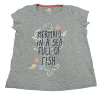 Sivé tričko s mořskou pannou a nápisom Pepperts