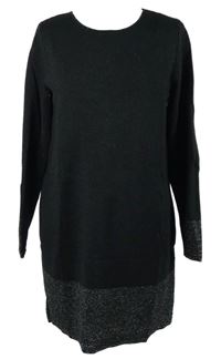 Dámske čierno-strieborné pletené šaty