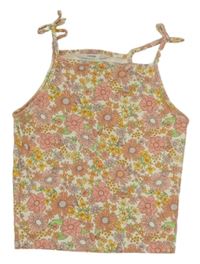 Bílo ružový kvetovaný crop top George