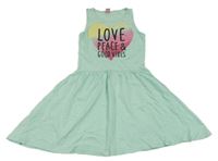 Mint bavlnené šaty so srdiečkom a nápísy Y.F.K.