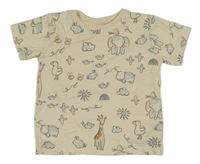 Běžové tričko so zvířaty George