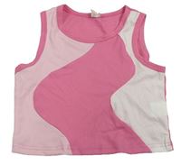 Svetloružová -ružový rebrovaný crop top Shein