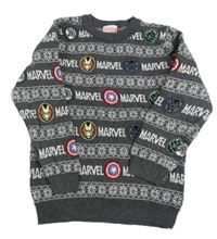 Tmavošedo-bílý vzorovaný svetr - Avengers