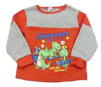 Sivo-červená mikina s dinosaurami X-mail