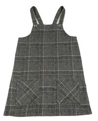 Sivo-čierno-ružové vzorovano/kostkované vlnené na traké šaty zn. F&F