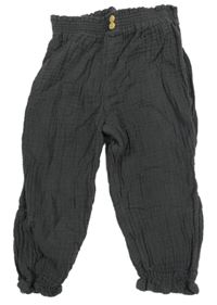 Tmavošedé mušelínové cuff kalhoty H&M