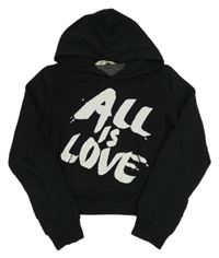Čierna crop mikina s nápisom a kapucňou H&M