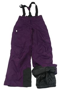 Švestkové šusťákové zimní oteplovačky s kšandami newcential