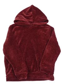 Vínový žinylkový svetr s kapucí H&M