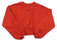 Červená crop mikina so srdiečkom H&M