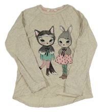 Béžová ľahká mikina s mačkou a zaječicí H&M