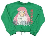 Zelená mikina s dívkou C&A