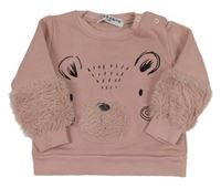 Ružová mikina s medvěďom a kožešinou