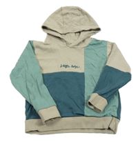 Béžovo-zelená mikina s nápisem a kapucí Next