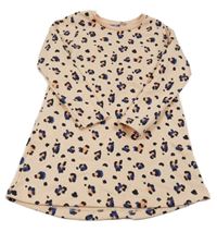 Lososovo-čierne vzorované teplákové šaty Lupilu