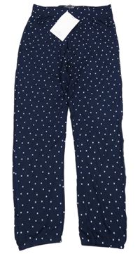Nové - Tmavomodro-biele bodkovaná é ľahké nohavice Topolino