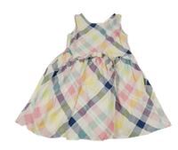 Bielo-farebné kockované plátenné šaty s mašlou H&M