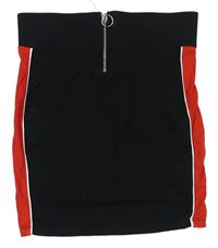 Čierno-červená elastická sukňa so zipsom New Look